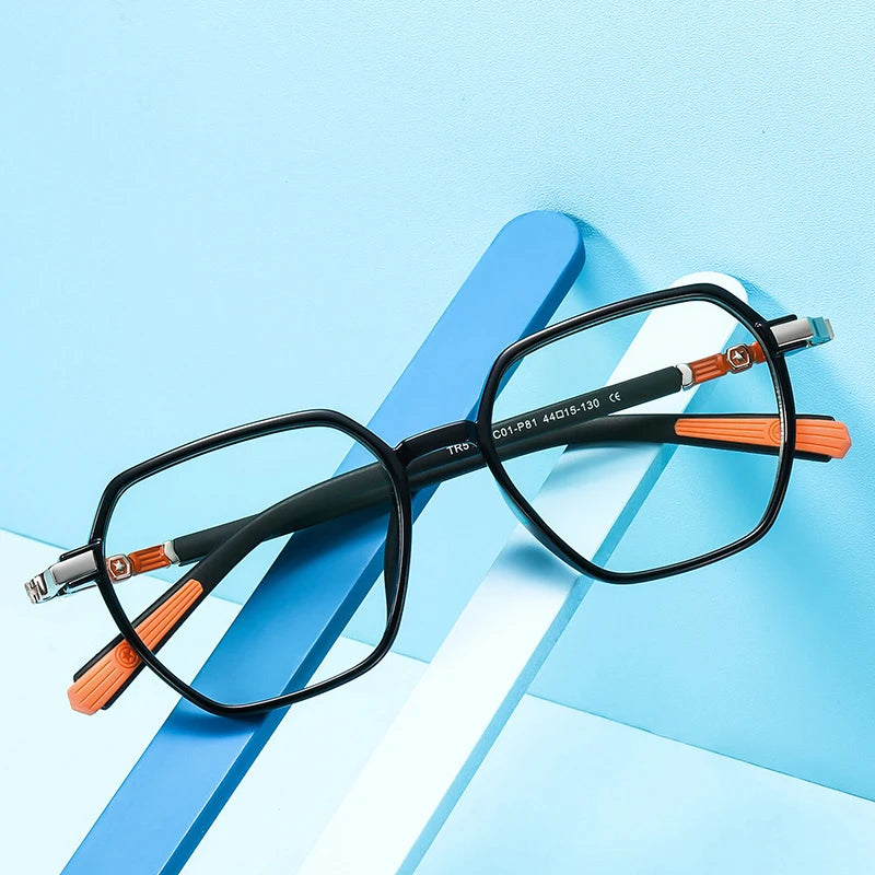 Vicky Youth Unisex Full Rim Polygonal Tr 90 Titanium Eyeglasses 5127 Full Rim Vicky   