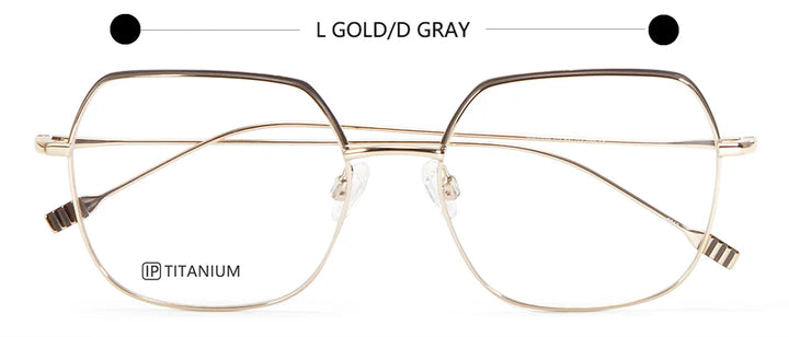 Esnbie Unisex Full Rim Flat Top Square Titanium Eyeglasses 22023 Full Rim Esnbie LGRAY GOLD  