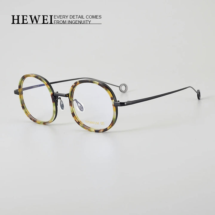 Hewei Unisex Full Rim Irregular Round Titanium Acetate Eyeglasses 20816 Full Rim Hewei   