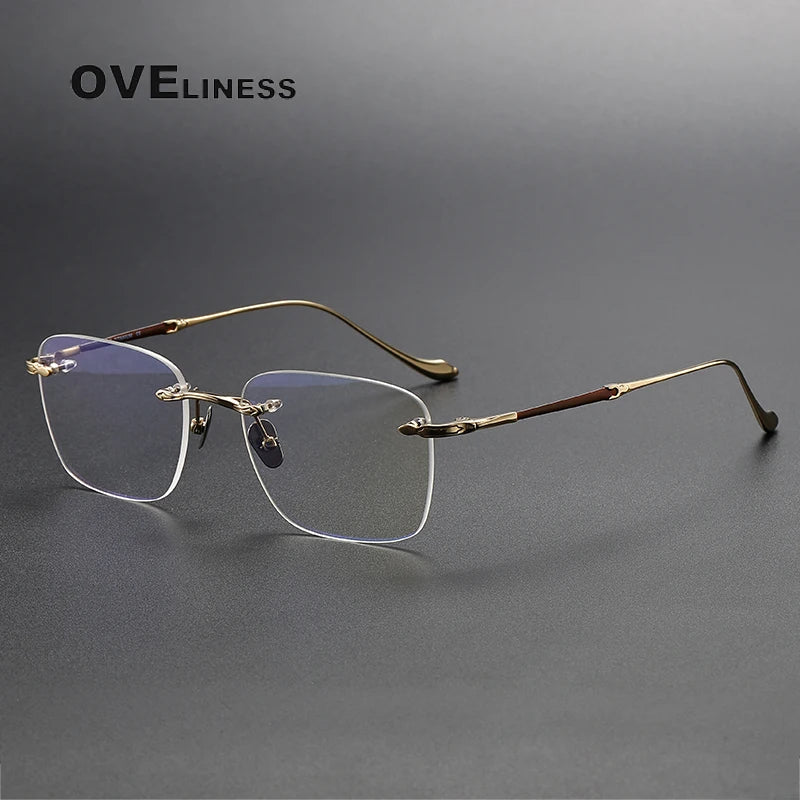 Oveliness Women's Rimless Square Titanium Eyeglasses 380956