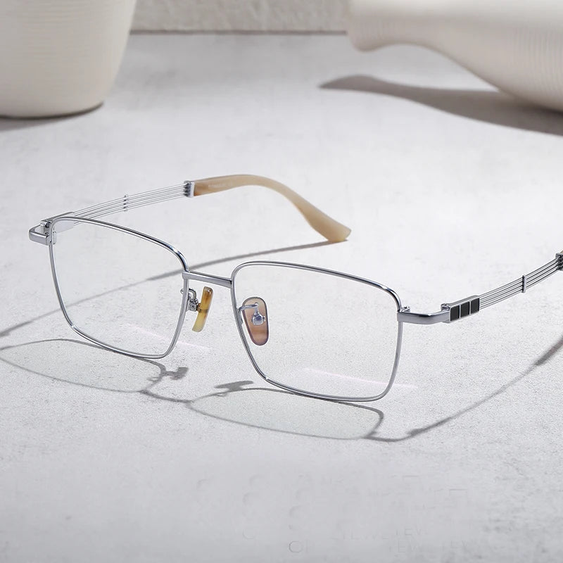 Black Mask Unisex Full Rim Big Square Titanium Eyeglasses 200115