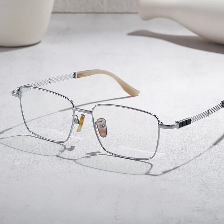 Black Mask Unisex Full Rim Big Square Titanium Eyeglasses 200115
