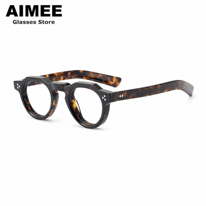 Aimee Unisex Full Rim Flat Top Oval Acetate Eyeglasses 8013 Full Rim Aimee   