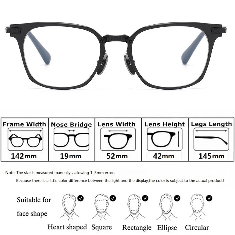 Bobbie Unisex Full Rim Square Titanium Eyeglasses D2068