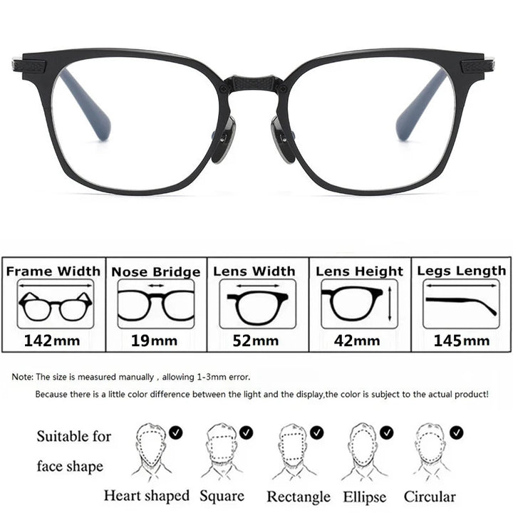 Bobbie Unisex Full Rim Square Titanium Eyeglasses D2068