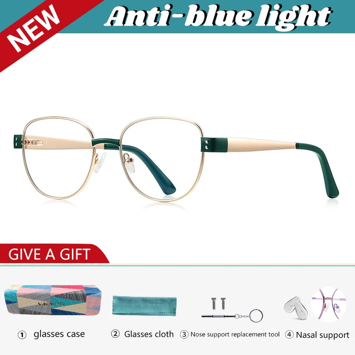 Vicky Women's Full Rim Oval Square Alloy Reading Glasses 513173