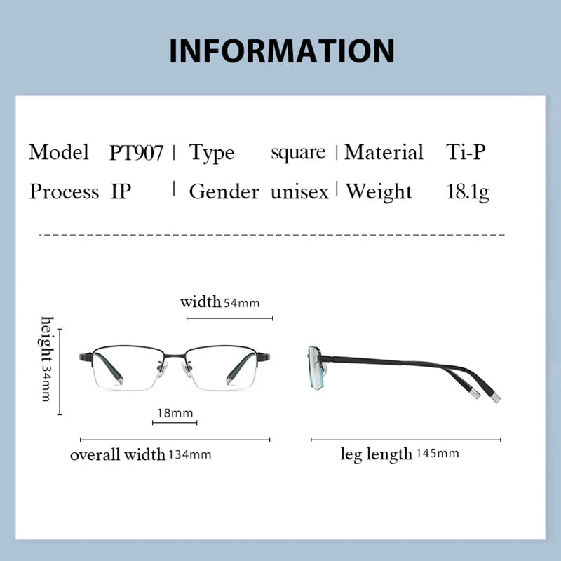 Handoer Women's Semi Rim Square Titanium Eyeglasses 0907 Semi Rim Handoer   