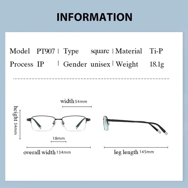 Handoer Women's Semi Rim Square Titanium Eyeglasses 0907 Semi Rim Handoer   