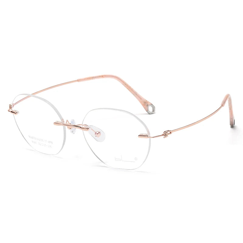 Reven Jate Women's Rimless Oval Rectangle Alloy Eyeglasses 85874