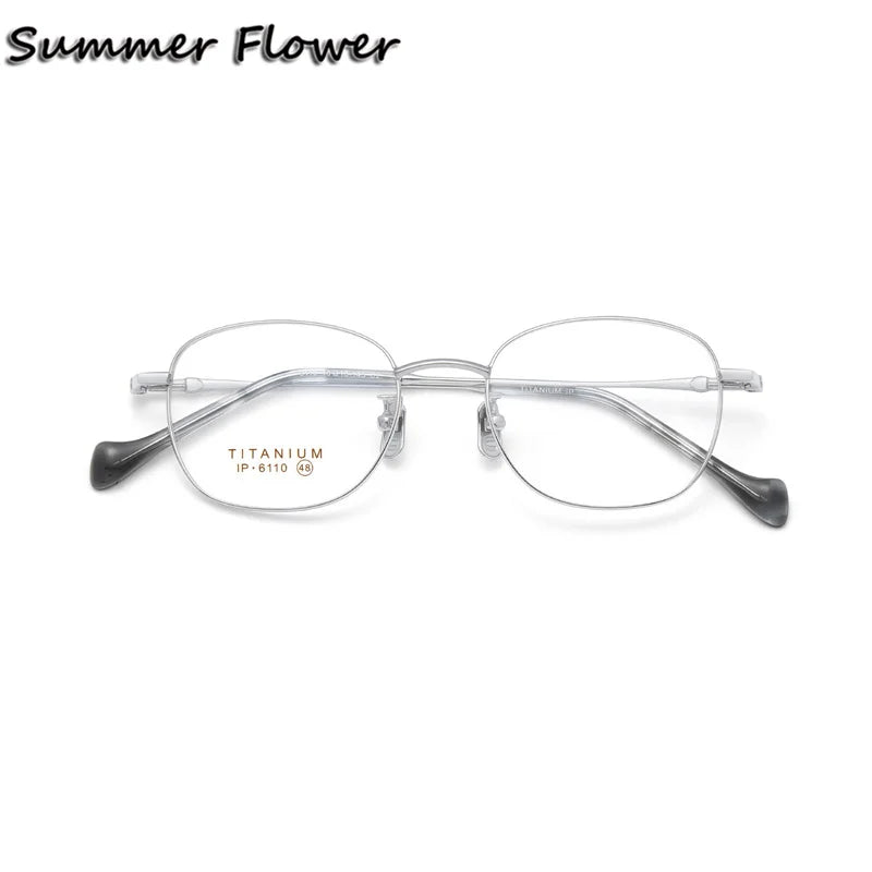 Summer Flower Women's Full Rim Oval Square Titanium Eyeglasses 66110