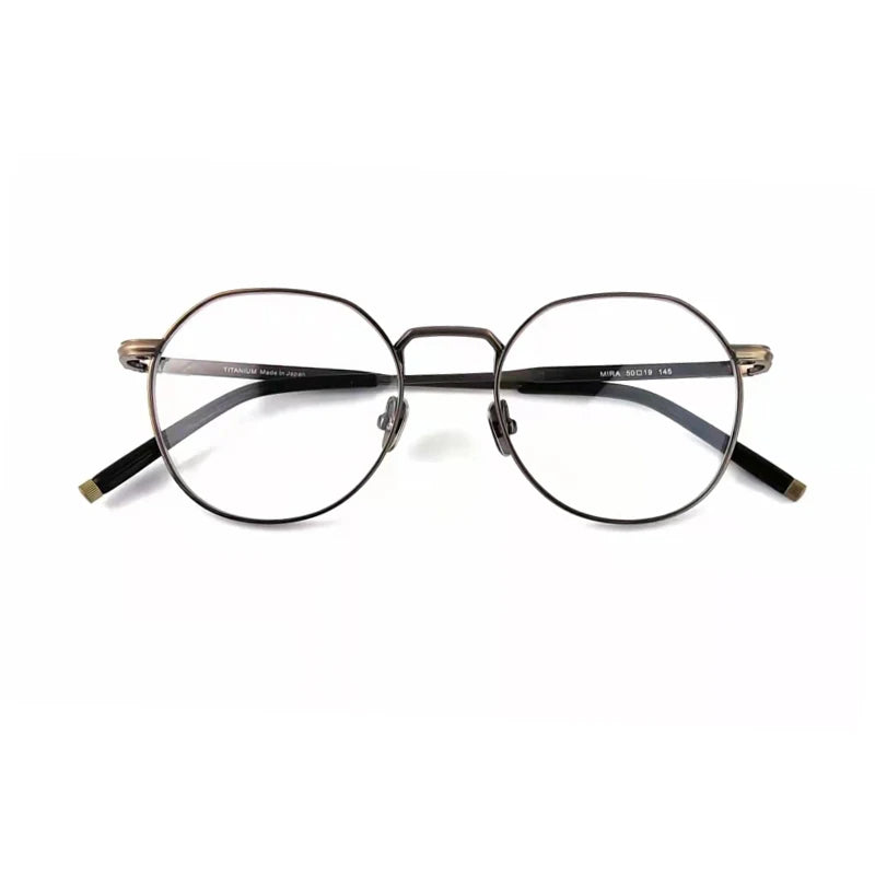 Black Mask Unisex Full Rim Round Titanium Eyeglasses M137 Full Rim Black Mask Bronze  