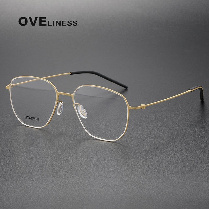 Oveliness Unisex Full Rim Square Screwless Titanium Eyeglasses 5505 Full Rim Oveliness gold  