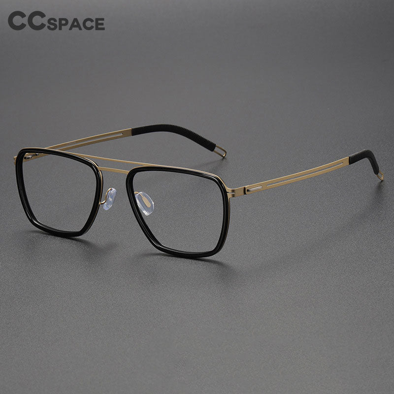 CCSpace Men's Full Rim Square Acetate Fiber Titanium Eyeglasses 56498 Full Rim CCspace   