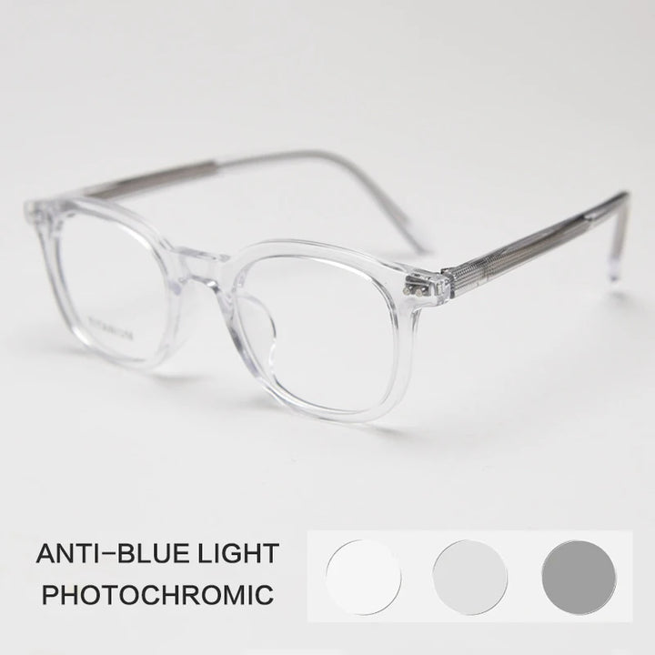 Gatenac Unisex Full Rim Square Tr 90 Titanium Photochromic Reading Glasses 98598