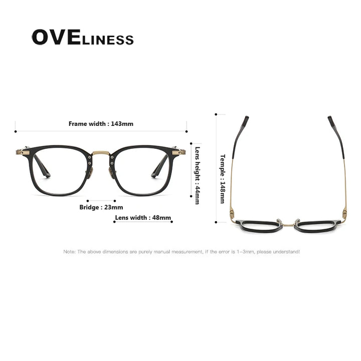 Oveliness Unisex Full Rim Square Acetate Titanium Eyeglasses 80870