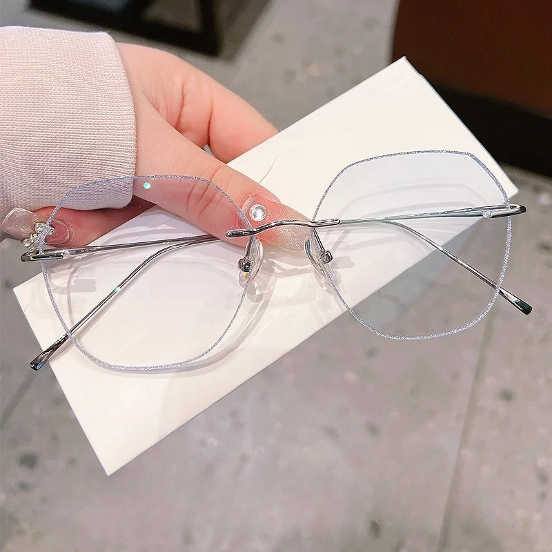 Summer Flower Women's Rimless Polygon Oval Titanium Eyeglasses 431852