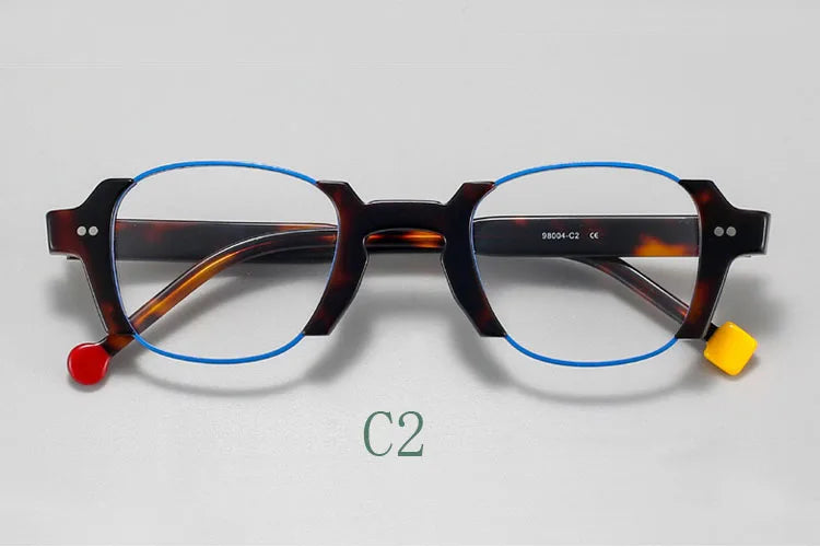 Yujo Unisex Full Rim Square Acetate Eyeglasses 98004 — view 3 | Yujo at FuzWeb