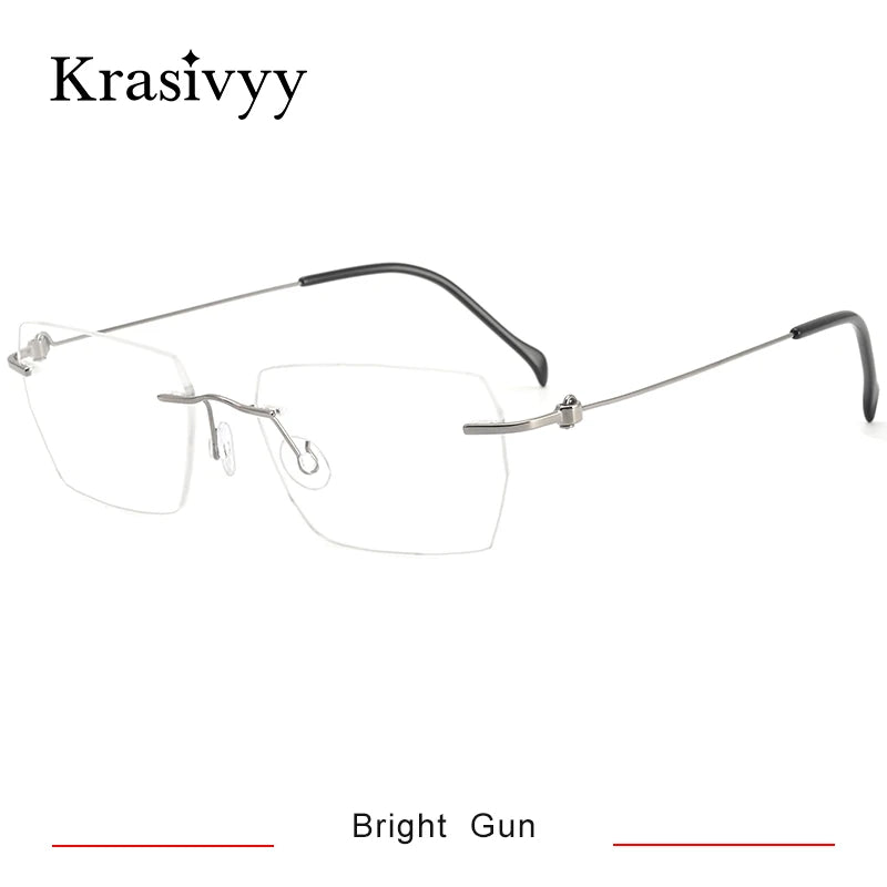 Krasivyy Women's Rimless Square Screwless Titanium Eyeglasses 5448 Rimless Krasivyy Bright Gun  