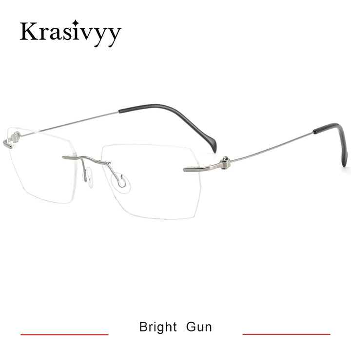 Krasivyy Women's Rimless Square Screwless Titanium Eyeglasses 5448 Rimless Krasivyy Bright Gun  