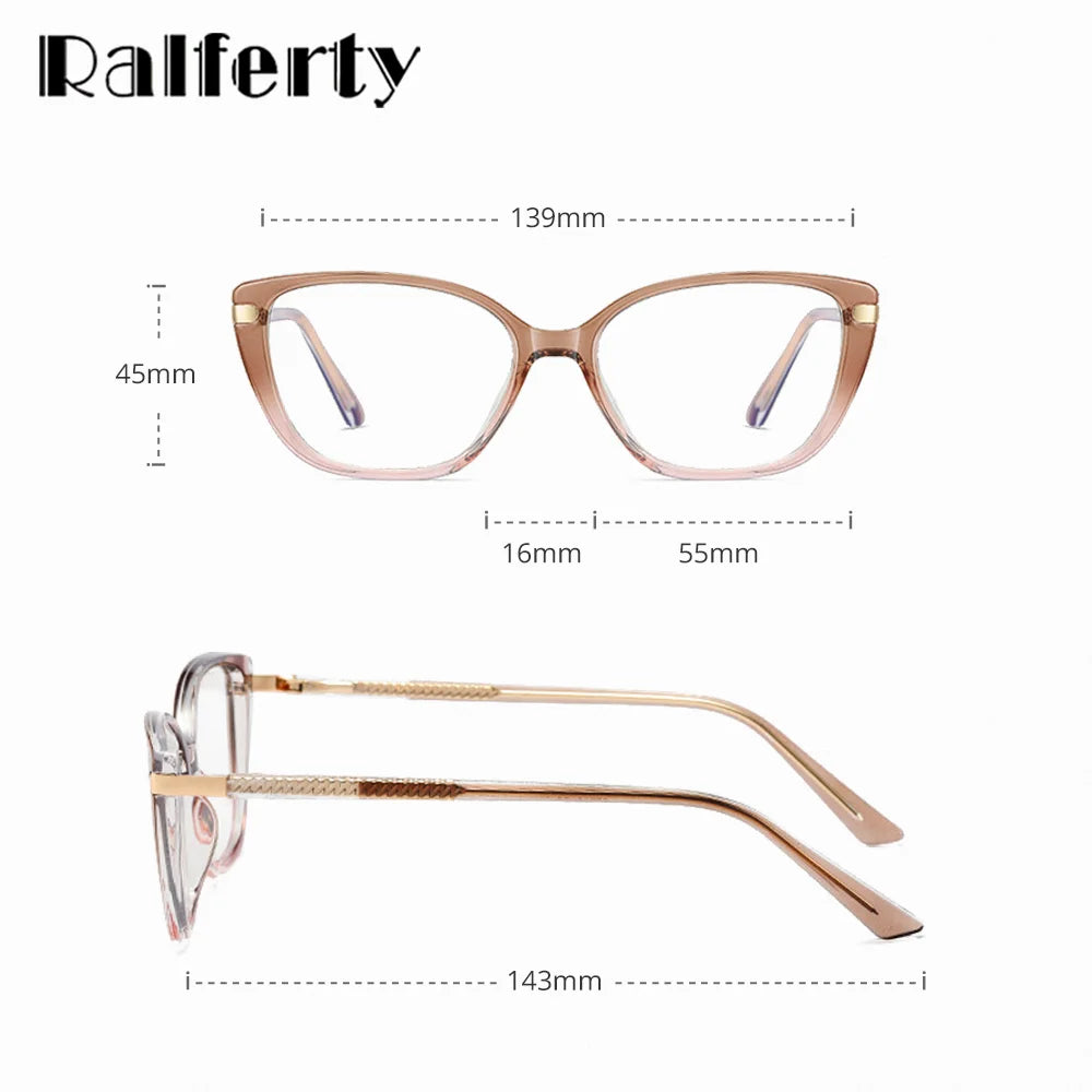 Ralferty Women's Full Rim Square Tr 90 Cp Alloy Eyeglasses 82278