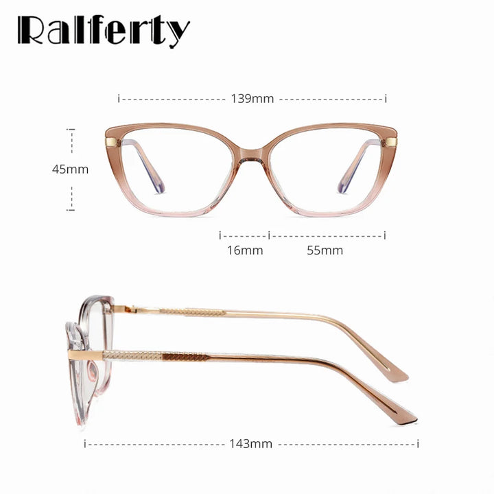 Ralferty Women's Full Rim Square Tr 90 Cp Alloy Eyeglasses 82278