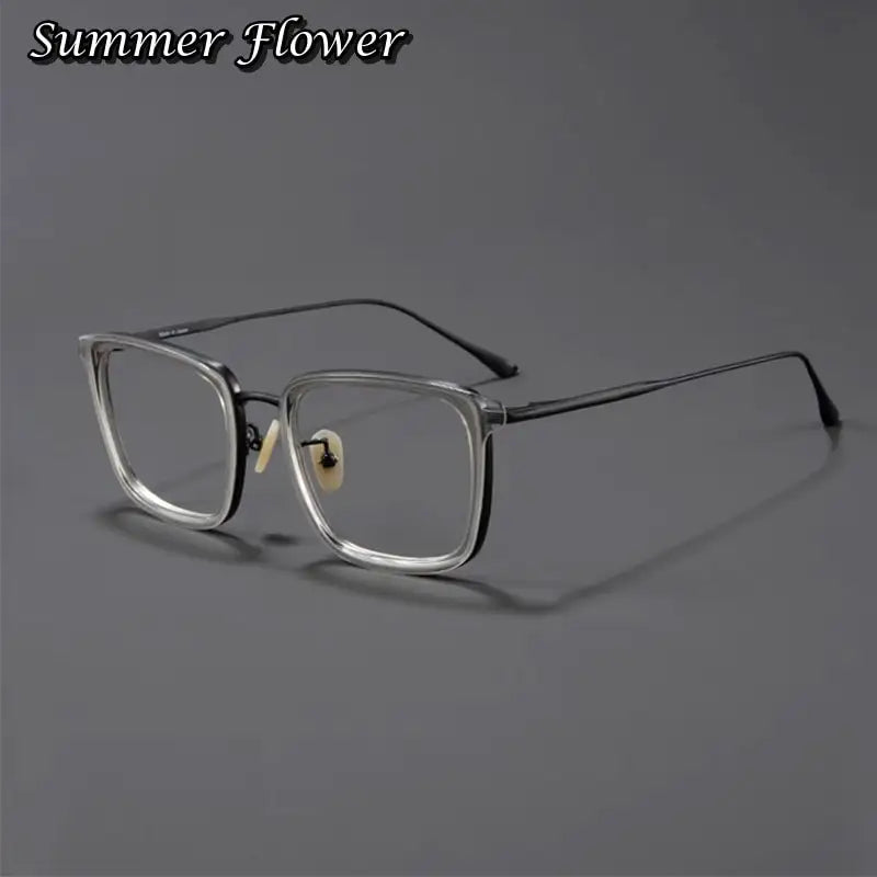 Summer Flower Unisex Full Rim Square Tr 90 Titanium Eyeglasses 90194