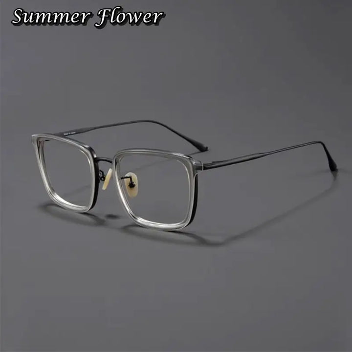 Summer Flower Unisex Full Rim Square Tr 90 Titanium Eyeglasses 90194