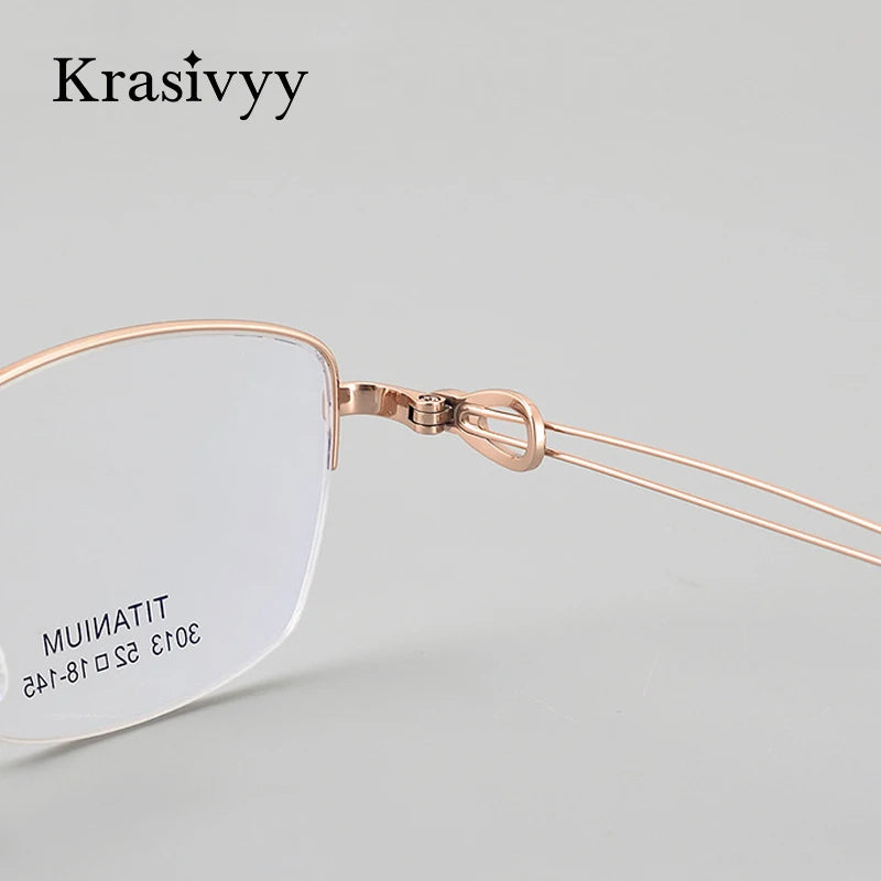 Krasivyy Women's Semi Rim Oval Square Titanium Eyeglasses 443013 Semi Rim Krasivyy   