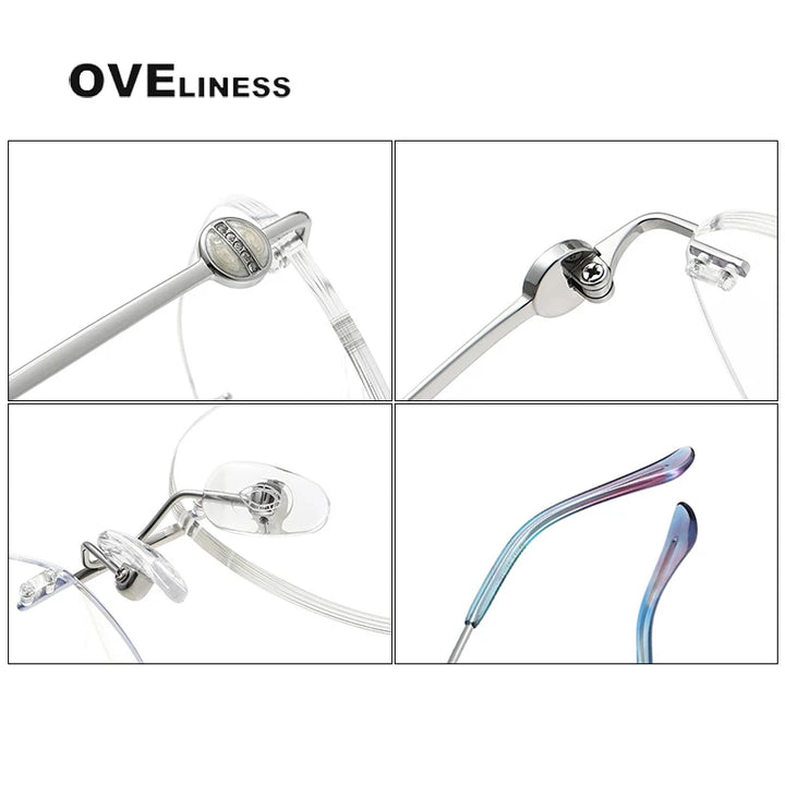 Oveliness Women's Rimless Oval Square Titanium Eyeglasses 196012 Rimless Oveliness   