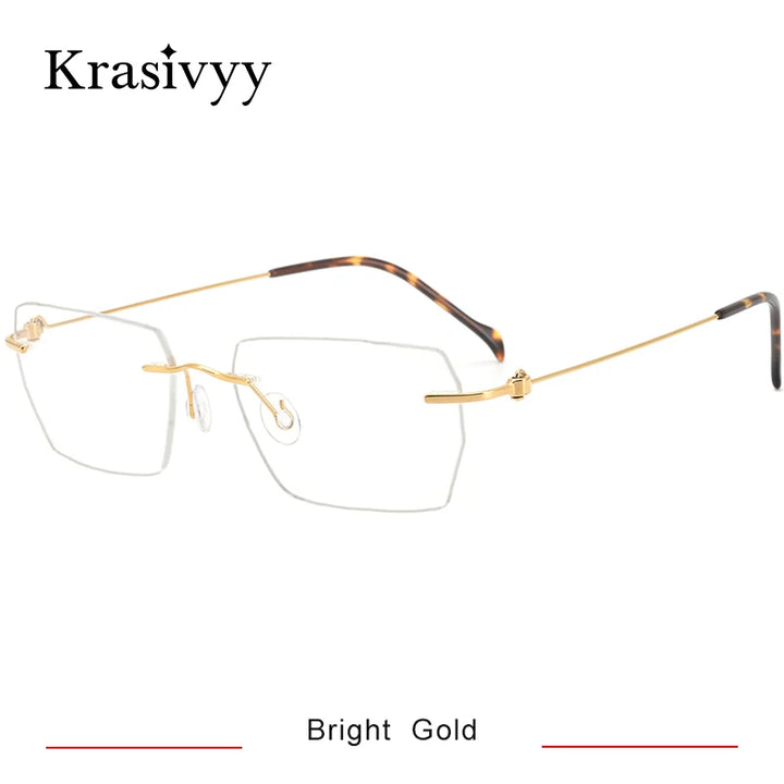 Krasivyy Women's Rimless Square Screwless Titanium Eyeglasses 5448 Rimless Krasivyy Bright Gold  