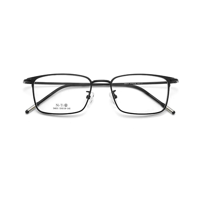 KatKani Unisex Full Rim Big Square Titanium Alloy Eyeglasses 34631 Full Rim KatKani Eyeglasses Black CHINA 