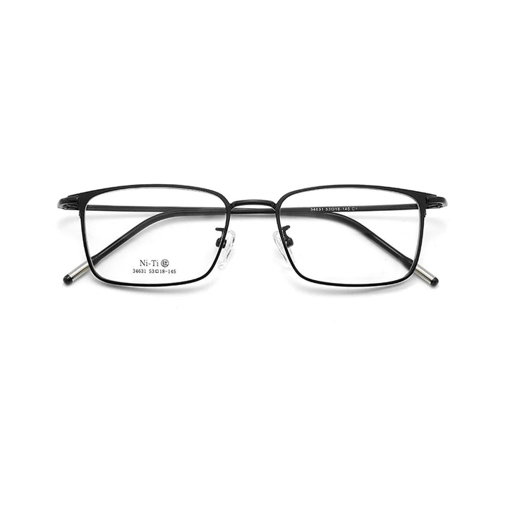 KatKani Unisex Full Rim Big Square Titanium Alloy Eyeglasses 34631 Full Rim KatKani Eyeglasses Black CHINA 