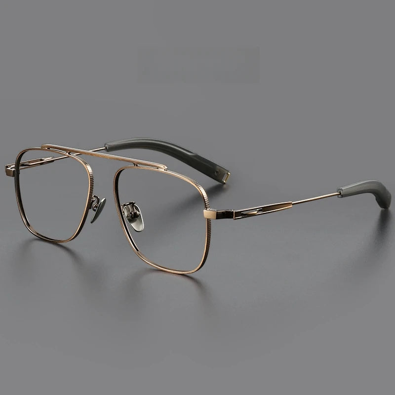 Yimaruili Unisex Full Rim Square Double Bridge Titanium Eyeglasses Y1105 Full Rim Yimaruili Eyeglasses Bronze  