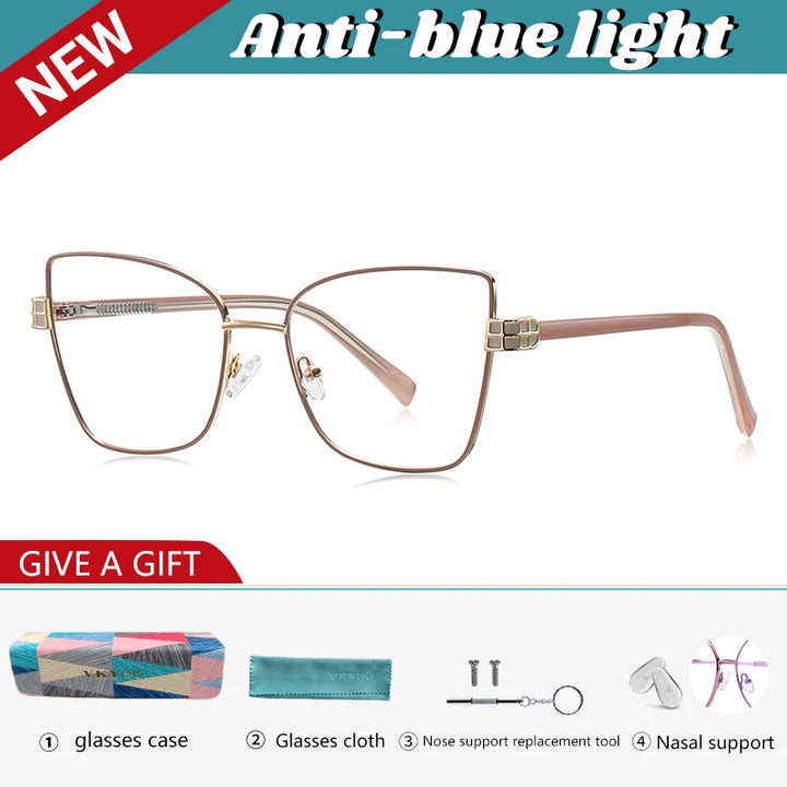 Vicky Women's Full Rim Butterfly Alloy Reading Glasses 423141