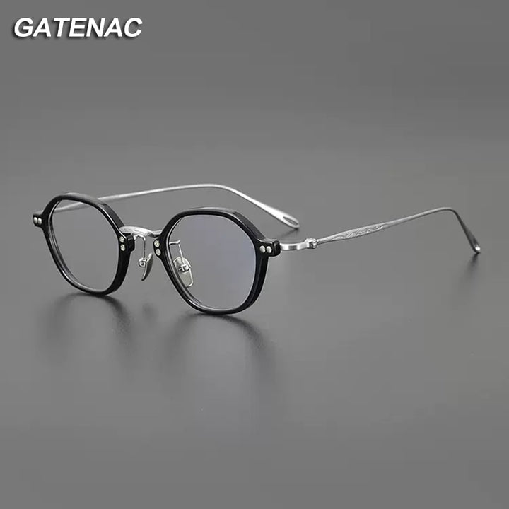 Gatenac Unisex Full Rim Round Titanium Acetate Eyeglasses Gxyj1090 Full Rim Gatenac   