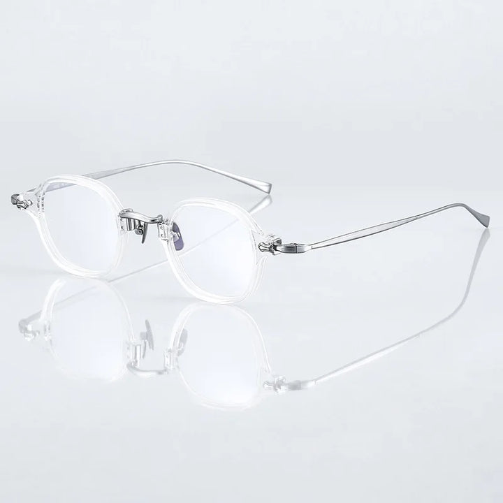 Black Mask Unisex Full Rim Square Titanium Acetate Eyeglasses 396183