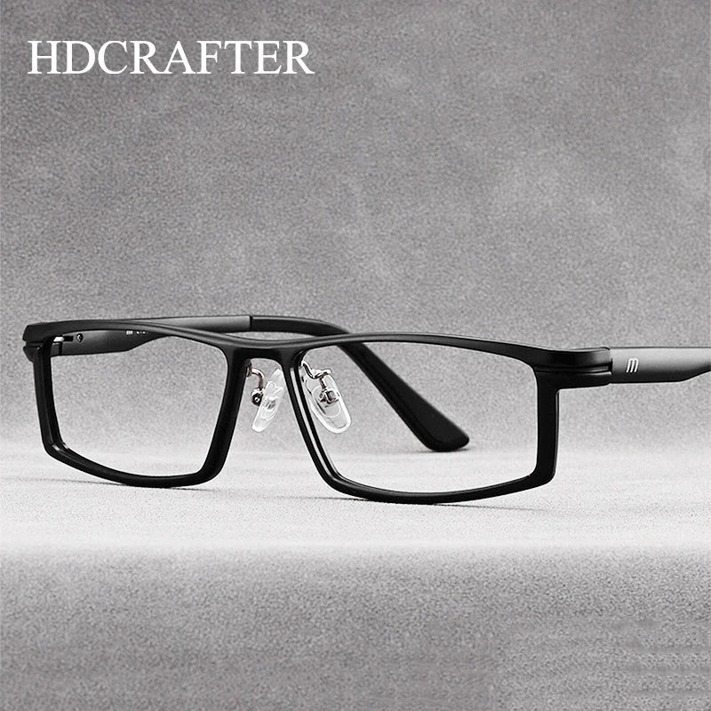 Hdcrafter Men's Full Rim Square Brow Line Titanium Tr 90 Eyeglasses 262701