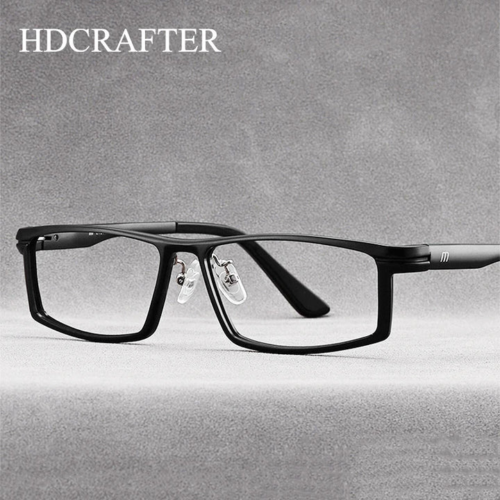Hdcrafter Men's Full Rim Square Brow Line Titanium Tr 90 Eyeglasses 262701