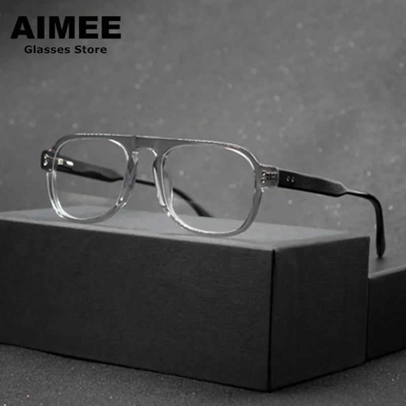 Aimee Unisex Full Rim Brow Line Square Acetate Eyeglasses 14245 Full Rim Aimee   