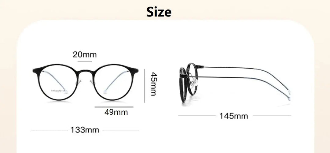 Bobbie 806200 Full Rim Women’s Polygon Round Acetate Titanium Frames — view 2 | Bobbie at FuzWeb