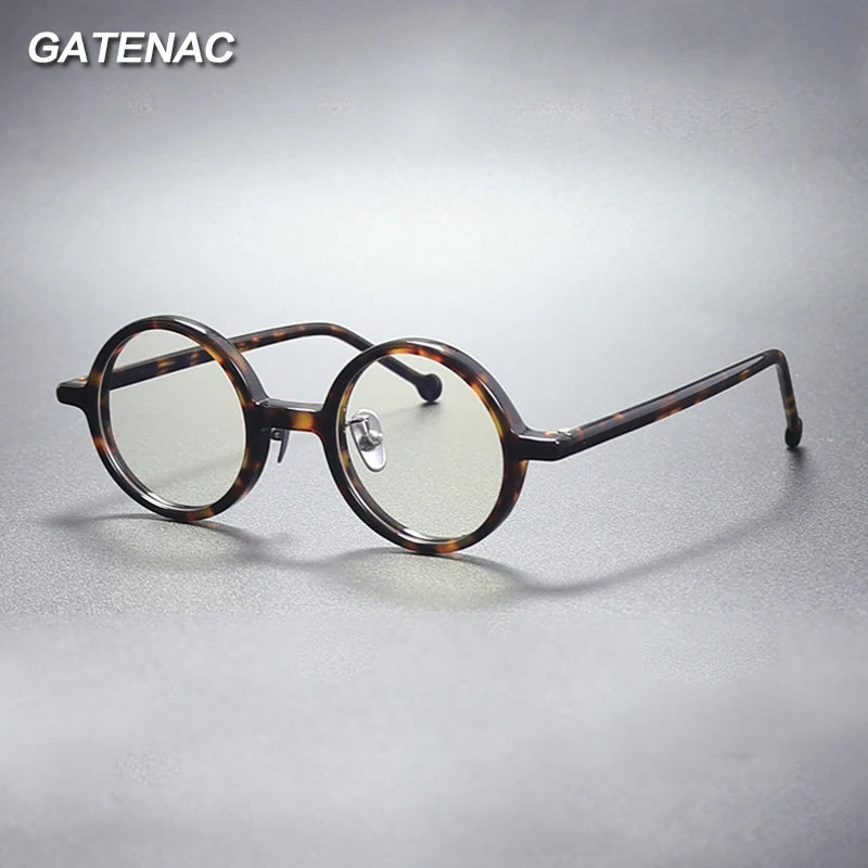 Gatenac Unisex Full Rim Round Acetate Eyeglasses Gxyj1488 Full Rim Gatenac   