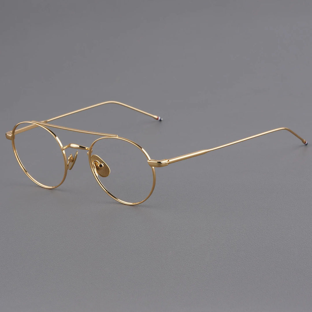 Bobbie Women's Full Rim Round Double Bridge Titanium Eyeglasses 612101