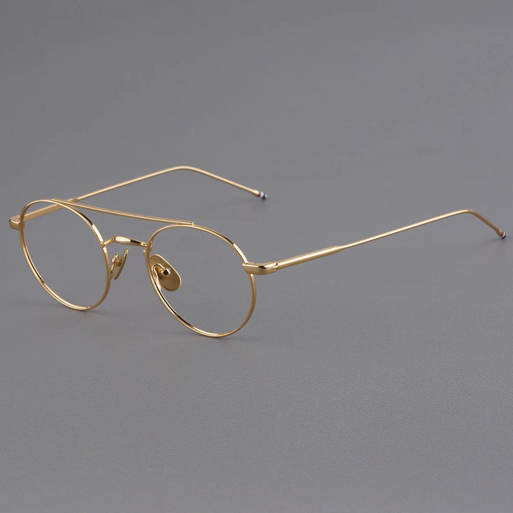 Bobbie Women's Full Rim Round Double Bridge Titanium Eyeglasses 612101