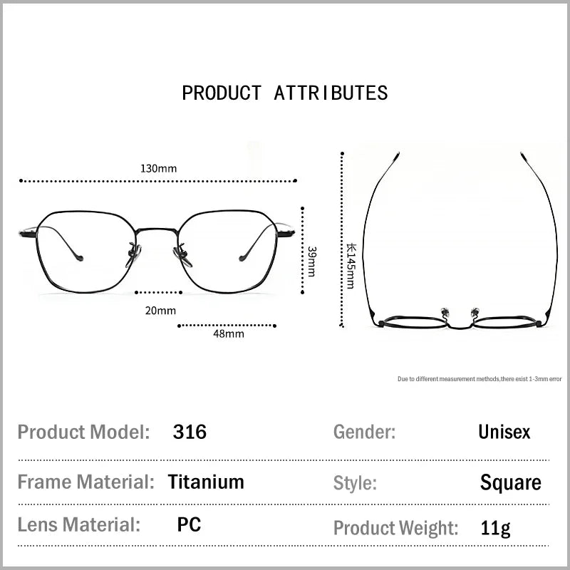 Aror Women's Full Rim Flat Top Square Titanium Eyeglasses 411316 Full Rim Aror