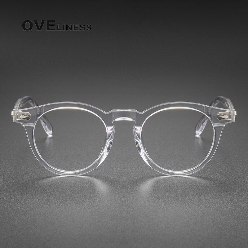 Oveliness Unisex Full Rim Round Acetate Titanium Eyeglasses 505 Full Rim Oveliness   