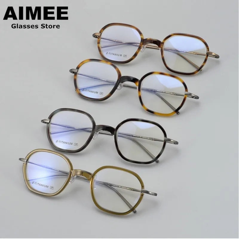 Aimee Unisex Full Rim Oval Square Titanium Acetate Eyeglasses 71311