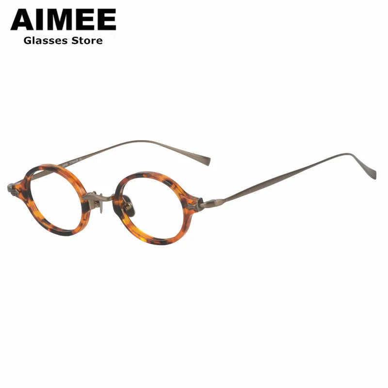 Aimee Unisex Full Rim Small Round Titanium Acetate Eyeglasses 14181 Full Rim Aimee   