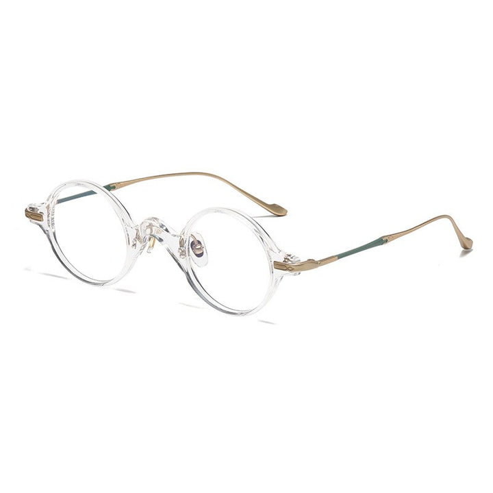 Gatenac Unisex Full Rim Round Acetate Titanium Eyeglasses Gxyj1041 Full Rim Gatenac Transparent  