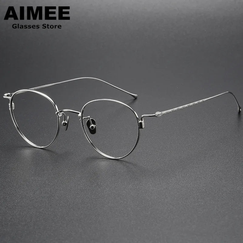 Aimee Unisex Full Rim Oval Round Titanium Eyeglasses 7285 Full Rim Aimee Silver  