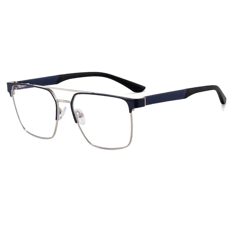 CCspace Unisex Full Rim Square Double Bridge Alloy Eyeglasses 301561 Full Rim CCspace Blue  